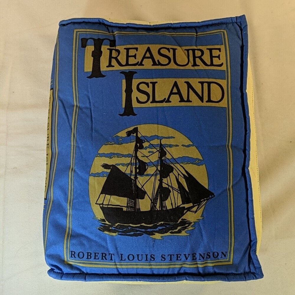 Think Geek Olde Book Pillow, Treasure Island Robert Louis Stevenson Blue Plush